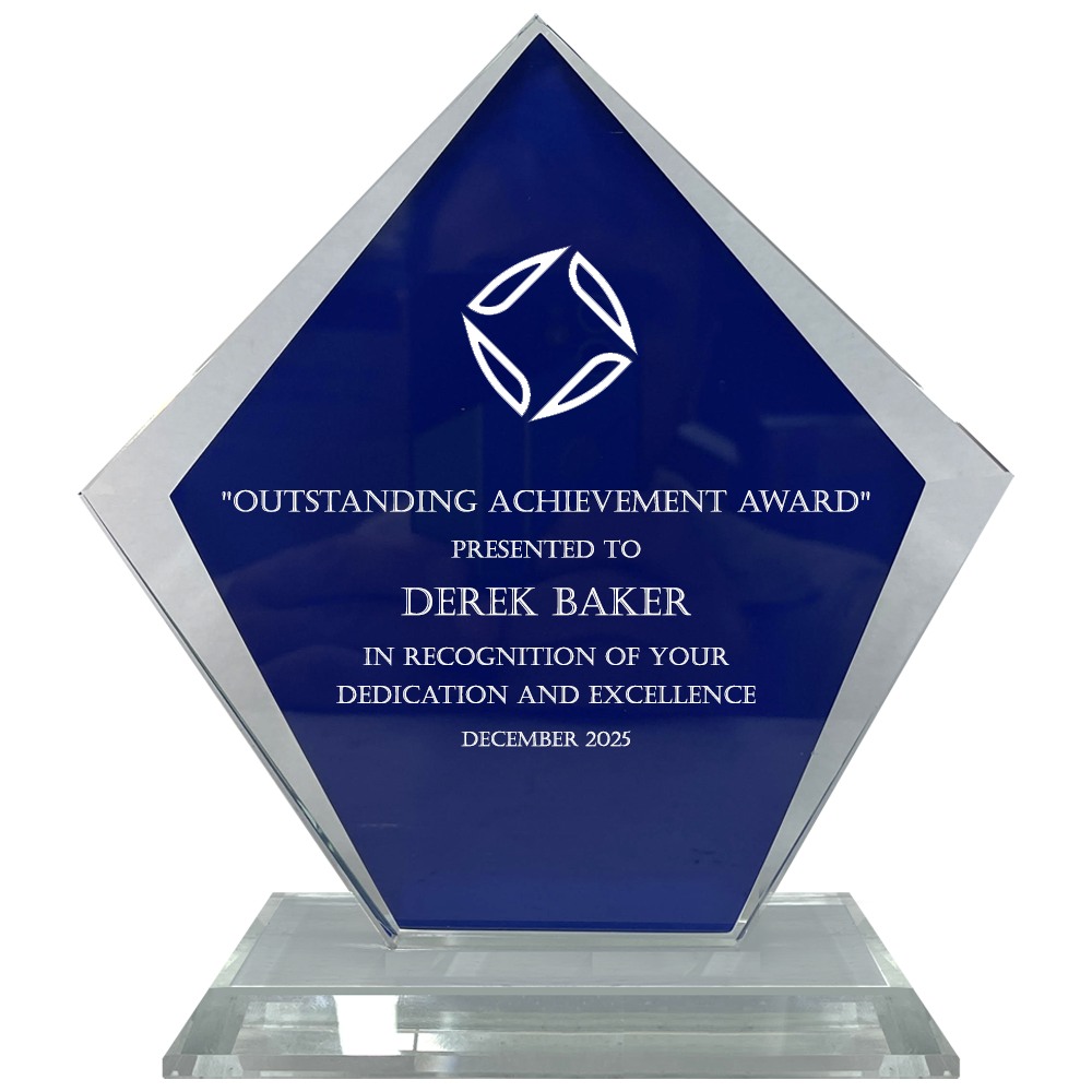 Blue Diamond Lasered Glass Trophy (T3876) BW Trophies