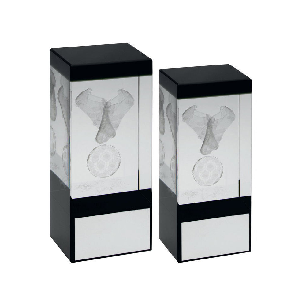 3D Lasered Boots and Ball design Glass Block (TD601GA/B) BW Trophies