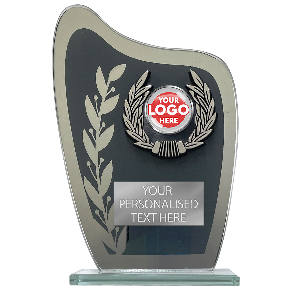 Silver & Grey Mirrored Glass Award (TD929S) BW Trophies