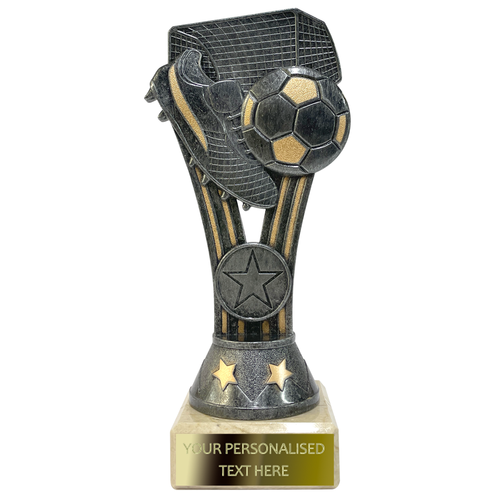 Boot & Ball Antique Silver/Gold Football Trophy on Marble Base (No Logo) (TYF210A) BW Trophies