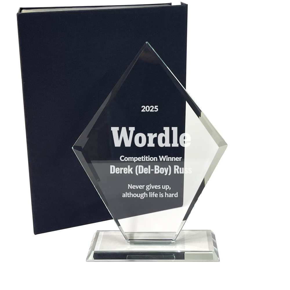 Stunning Kite-shape Lasered Glass Award (W391/2/3) BW Trophies