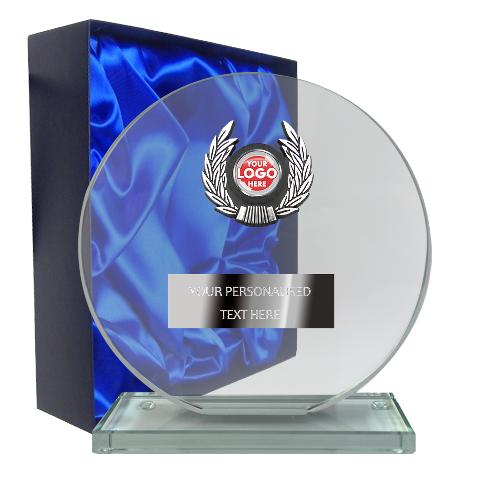 Stylish Circle Glass Award with Gift Box (W651/2/3/4 BW Trophies