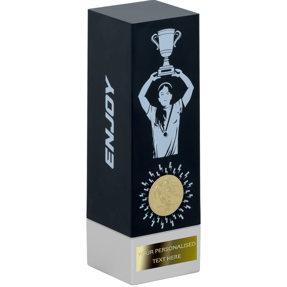 Heavy Women Football Tower Trophy (5 colors available) (BL2BLBU/GO/RE/SI/WH) BW Trophies