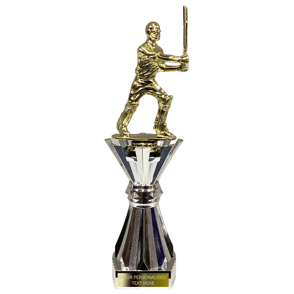Cricket Silver Trophy Award with Golden Cricketer Figurine (X621/2 01) BW Trophies