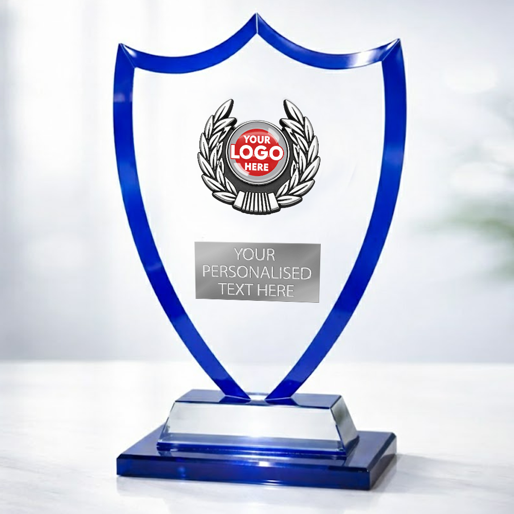 Glass Shield Trophy with Blue Accents (JB4400A/B/C)