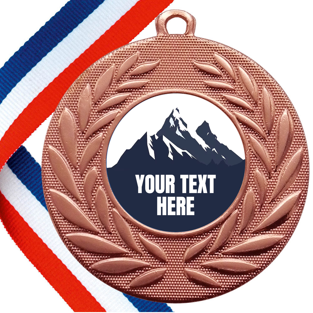 Set of Personalised 3-Peak Challenge Wreath Medals On Ribbons BW Trophies