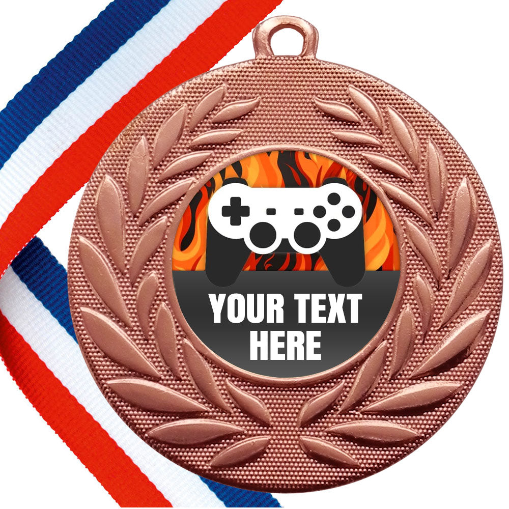 Set of Personalised Gaming Wreath Medals On Ribbons BW Trophies