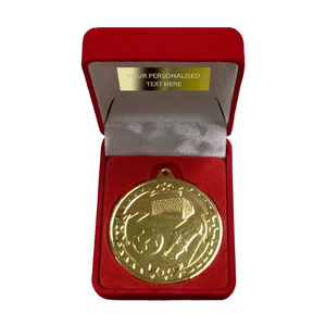 Football Medal in Red Velvet Presentation Box