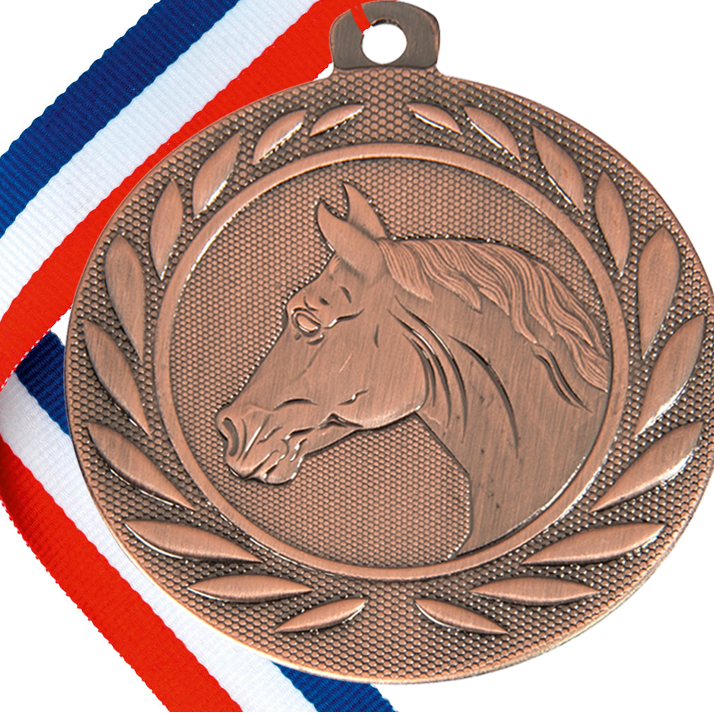 Horse / Equestrian Embossed Medal with Ribbon (TT) BW Trophies