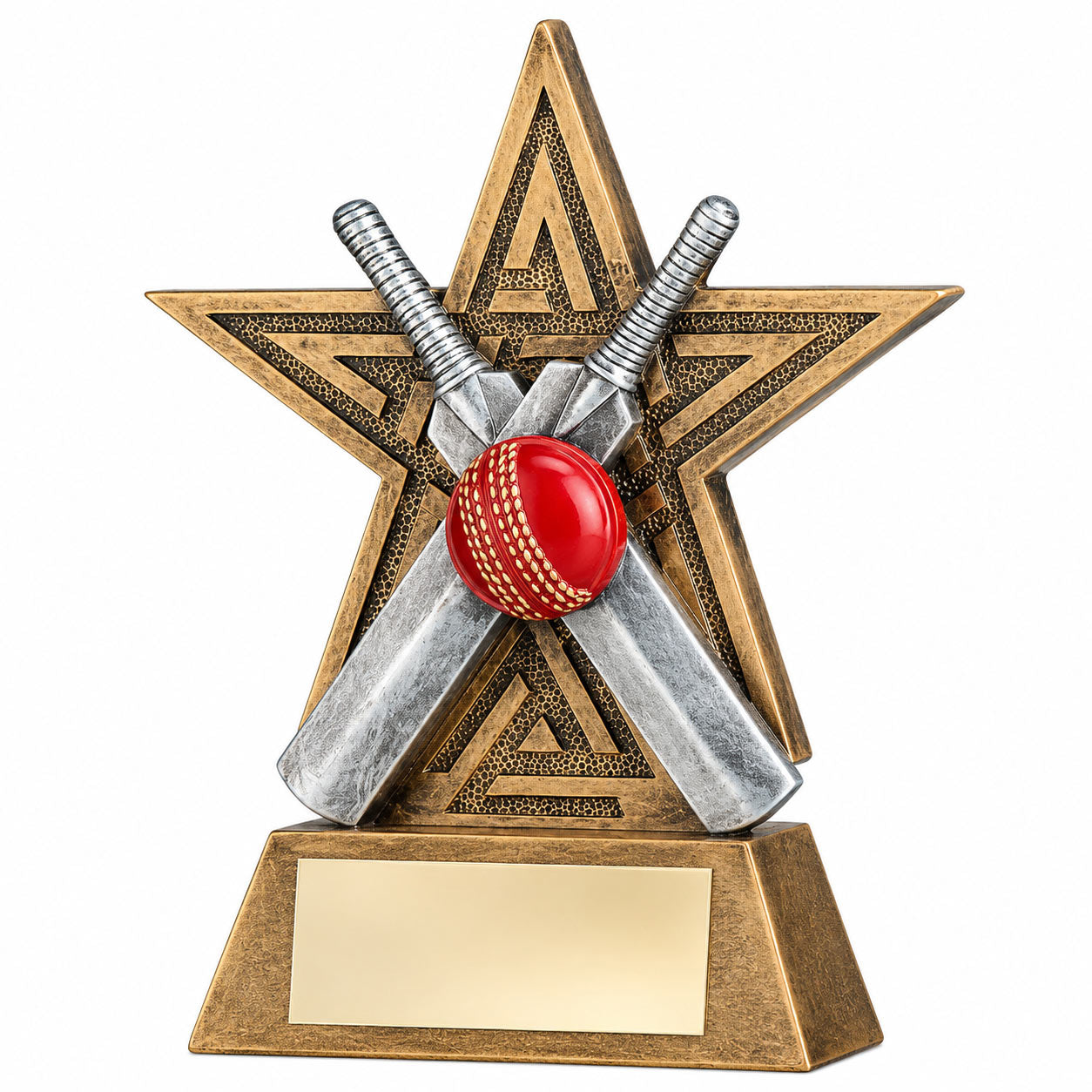 Personalised Cricket Star Trophy with Crossed Bats