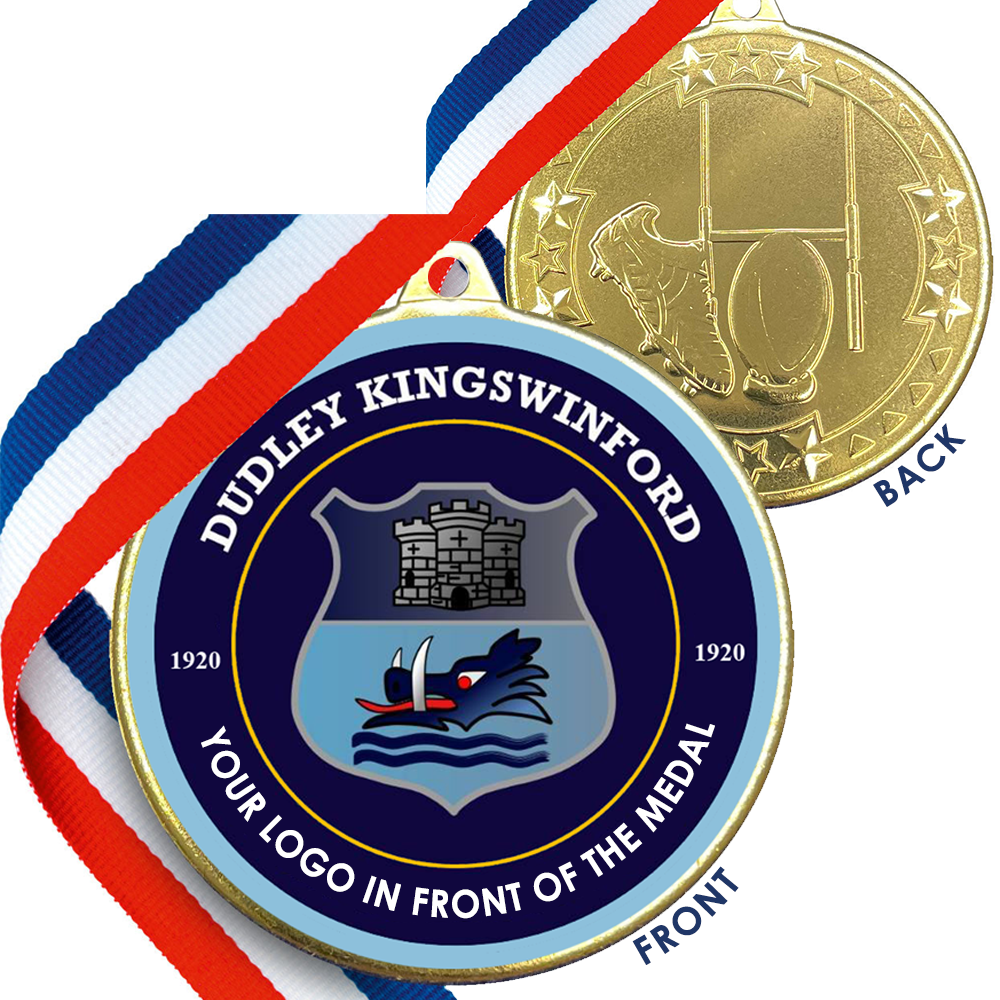 50mm Rugby Medal on a Ribbon with Embossed Back BW Trophies