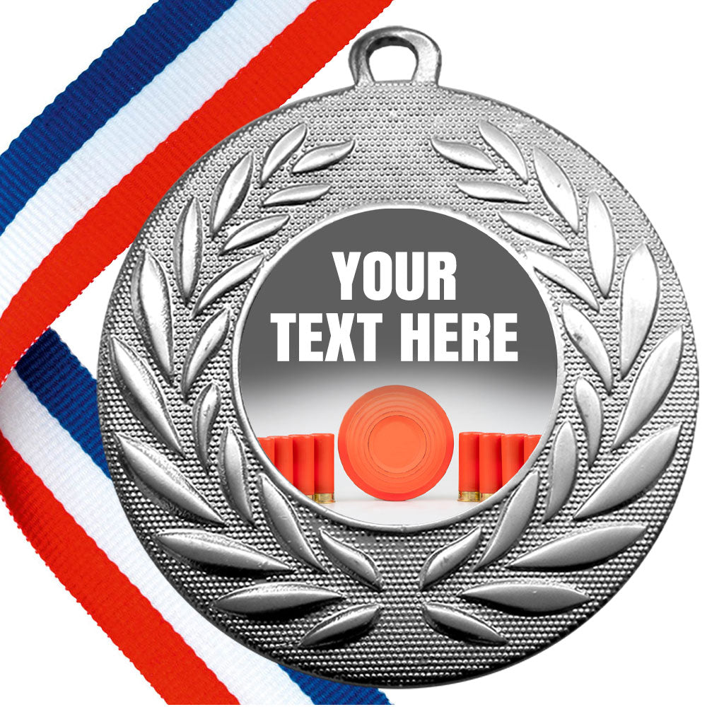 Set of Personalised Clay Pigeon Shooting Wreath Medals On Ribbons