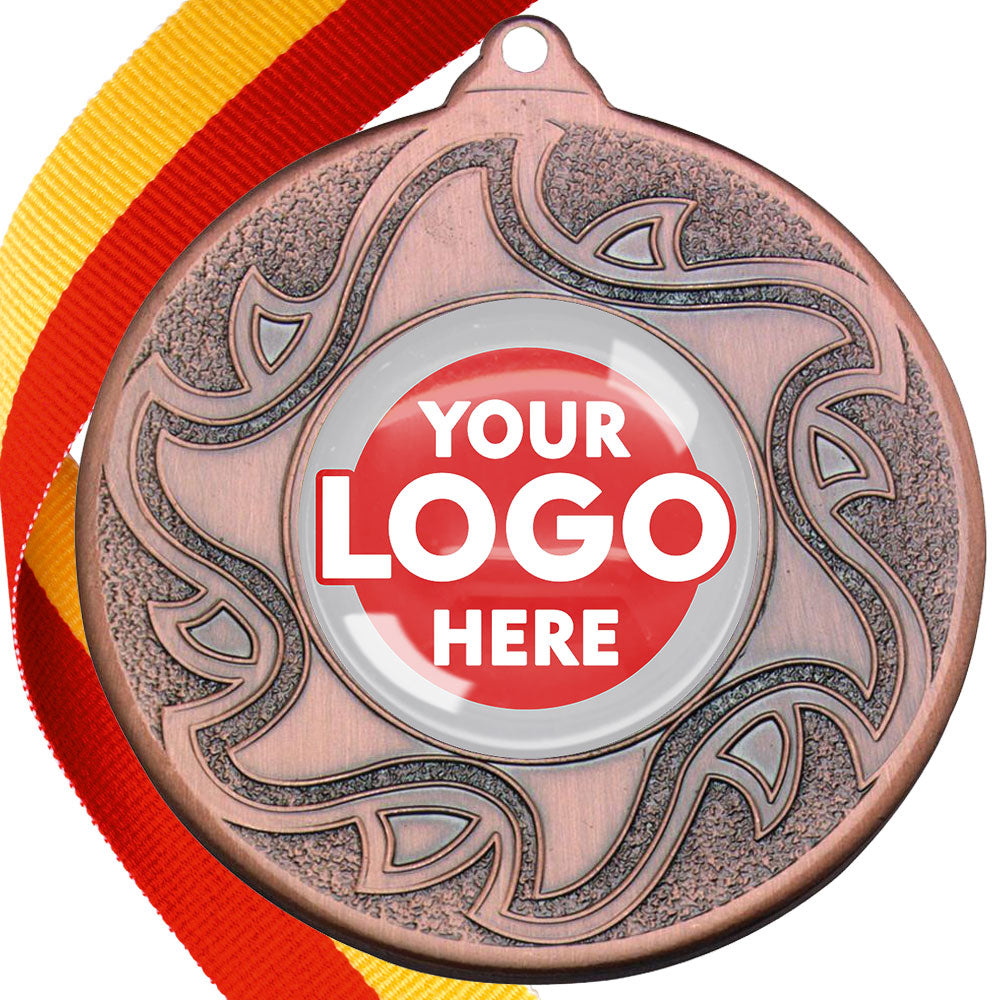 The Glossy Domed 50mm Sunshine Design Medals on Ribbons MINIMUM ORDER 100
