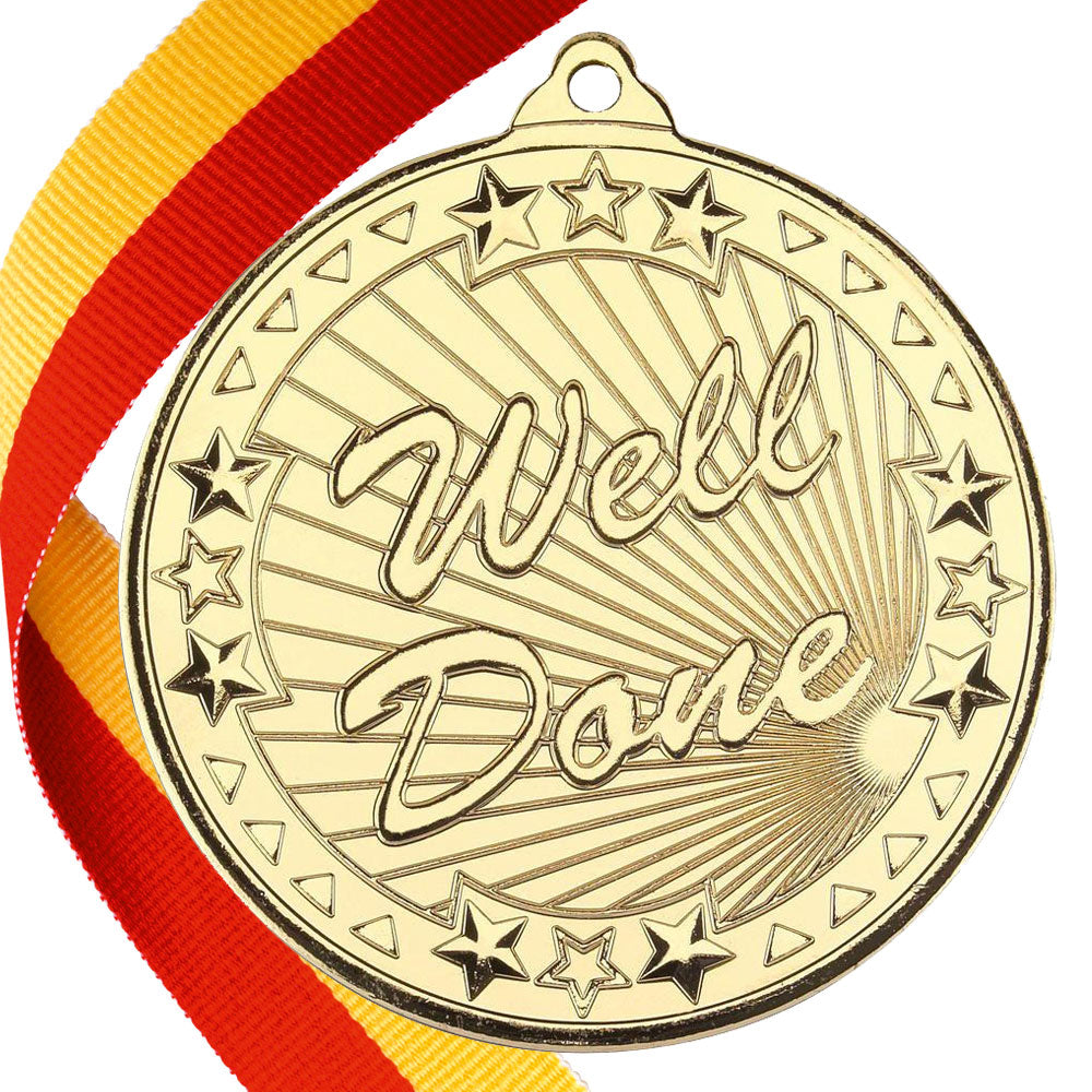 50mm Well Done Embossed Medal on a Ribbon