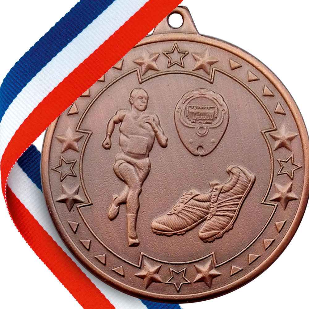 50mm Embossed Running Medal on a Ribbon