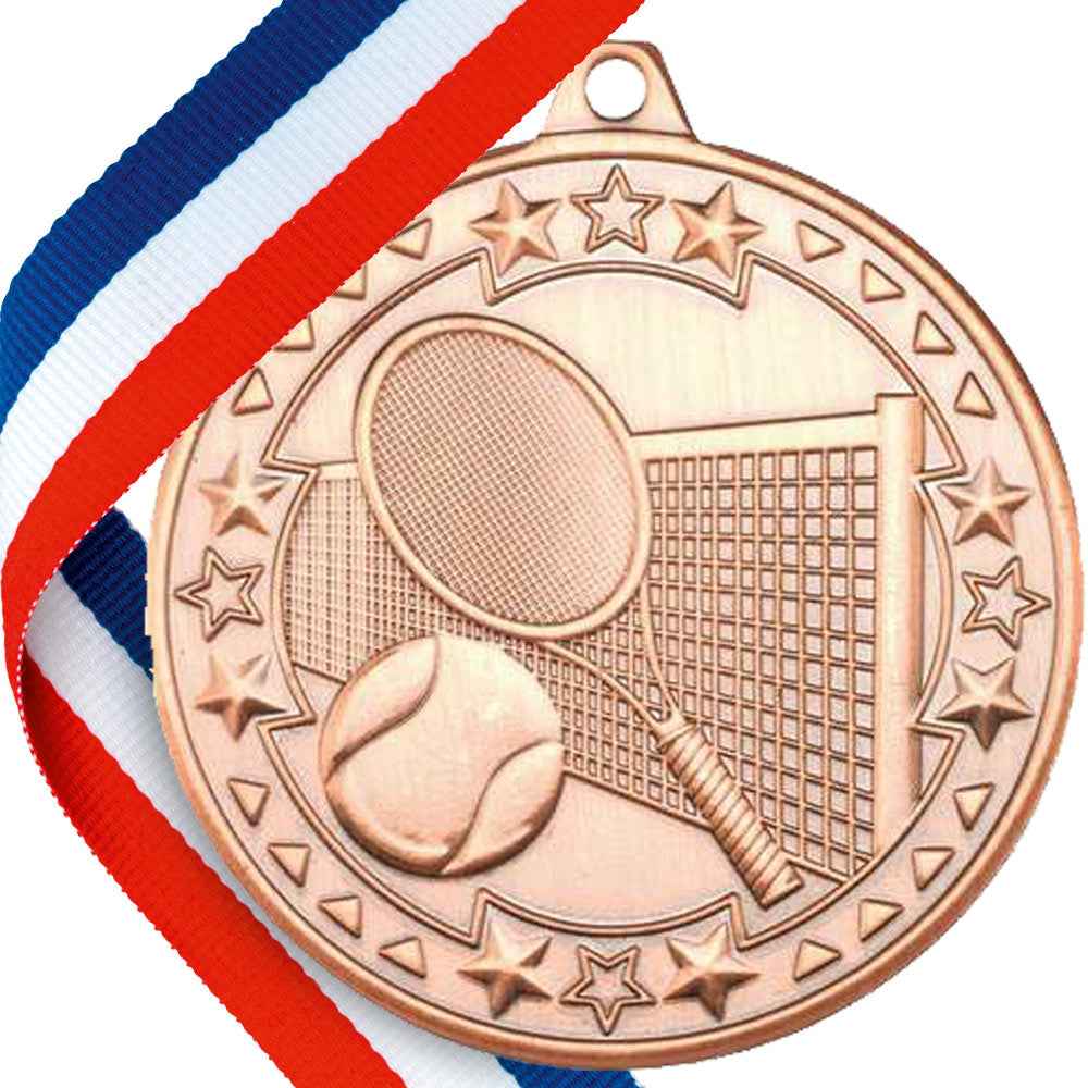 50mm Embossed Tennis Medal on a Ribbon