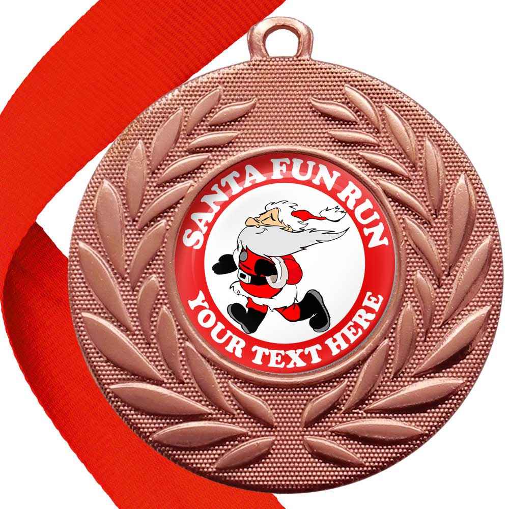 Santa Fun Run Wreath Medals Design 2 With Domes