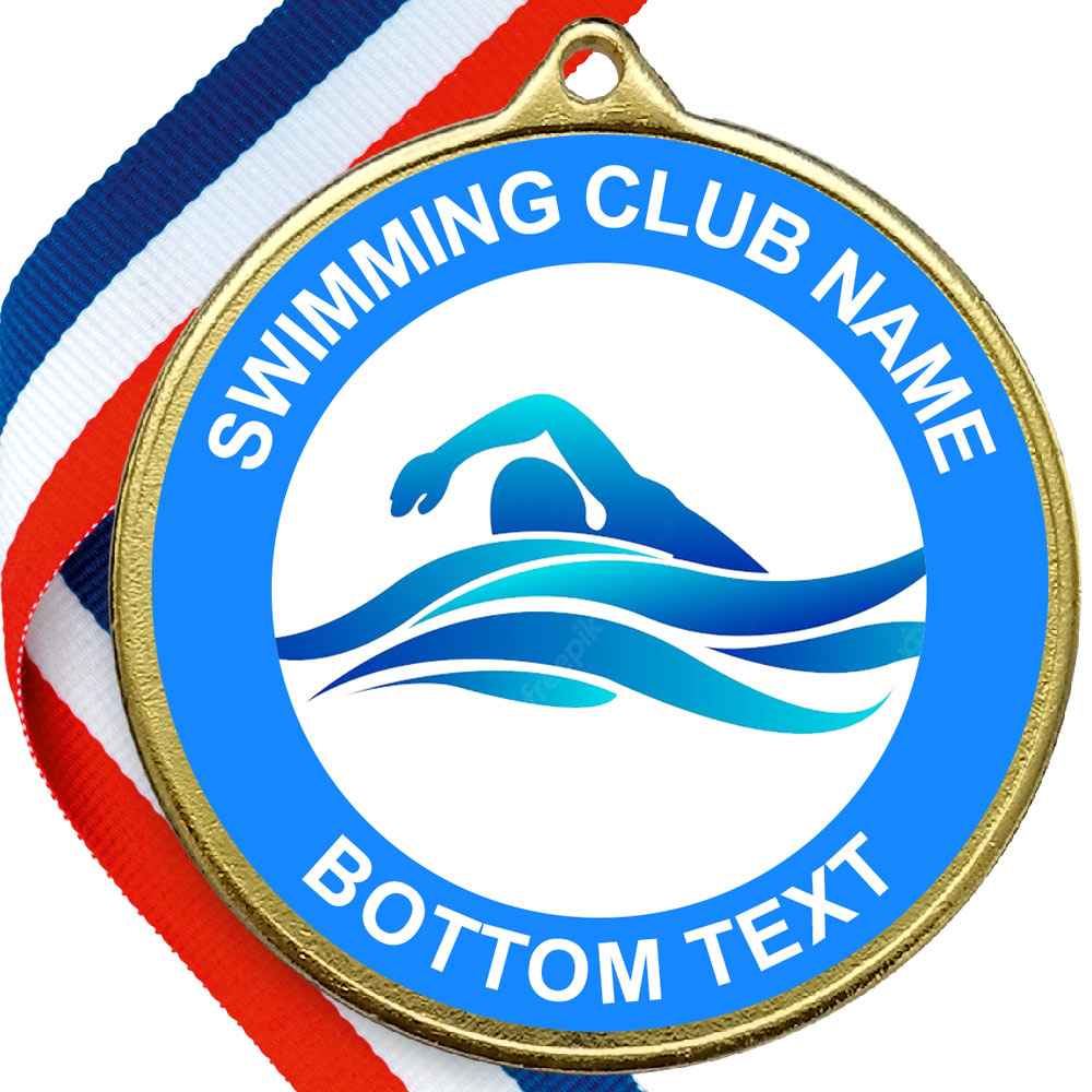 Double sided Swimming Medal - Gold