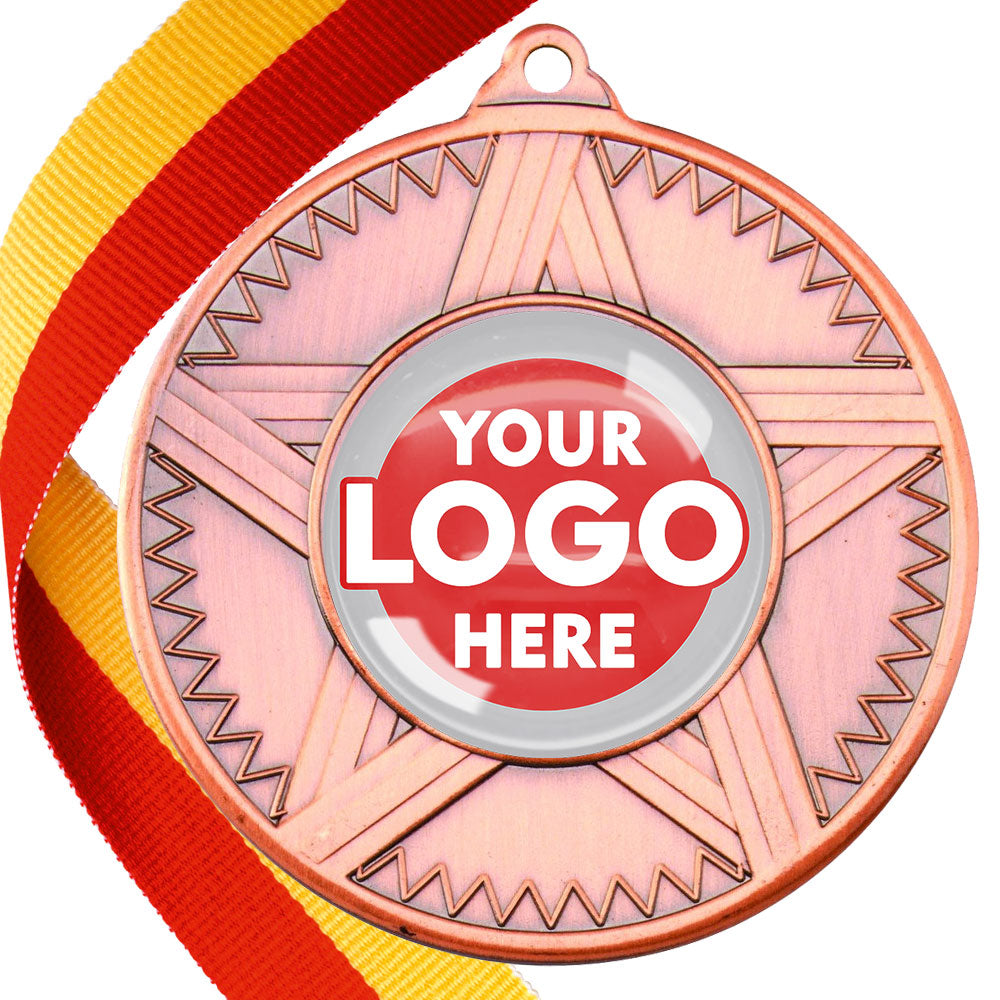 50mm Striped Star Design Medals on Ribbons