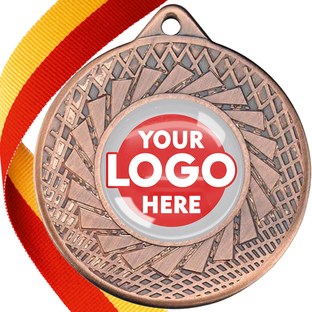 50mm Blade Design Wreath Medals on Ribbons BW Trophies