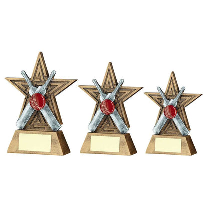 Personalised Cricket Star Trophy with Crossed Bats