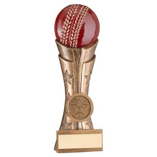 Personalised Red Cricket Ball Trophy with Club Logo