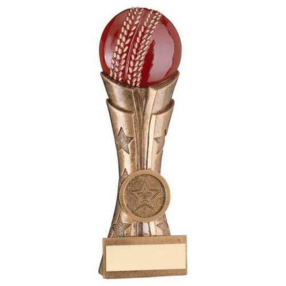 Personalised Red Cricket Ball Trophy with Club Logo