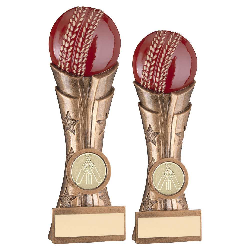 Personalised Red Cricket Ball Trophy with Club Logo
