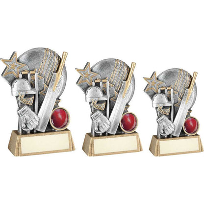 Personalised Cricket Helmet, Bat and Ball Trophy