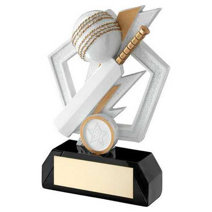 Personalised Cricket Bat and Ball Trophy with Club Logo