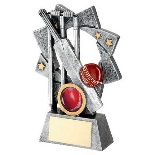 Personalised Cricket Bat, Ball and Wickets Trophy