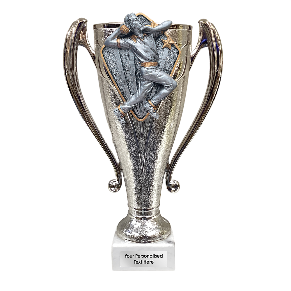 Cricket Silver Trophy Cup with Handles and Choice of Diamond Disc (0404302D)