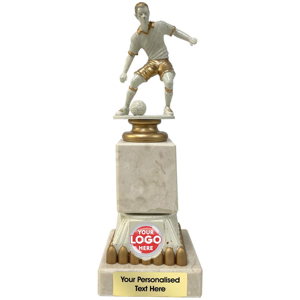 Football Marble Trophy Award Featuring a Footballer (151A) BW Trophies
