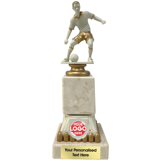 Football Marble Trophy Award Featuring a Footballer (151A)