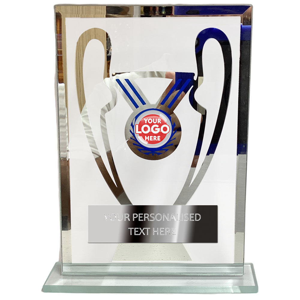 Rectangular Glass Award with Silver Trophy Design 20521