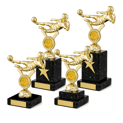 Gold Women’s Football Trophy on Black Marble Stand (2214A/B/C/D) BW Trophies