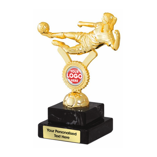 Gold Women’s Football Trophy on Black Marble Stand (2214A/B/C/D)