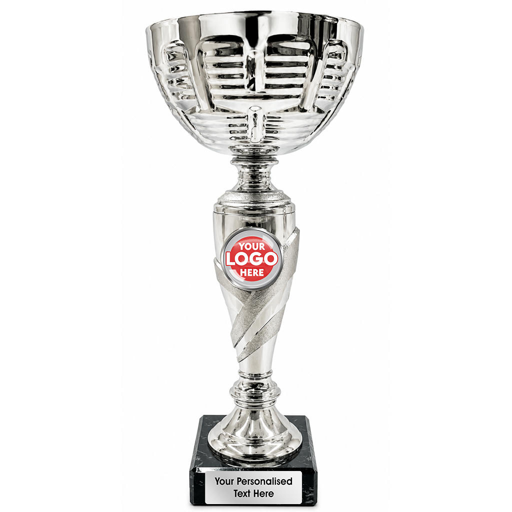 Silver Cup Trophy with Patterned Bowl