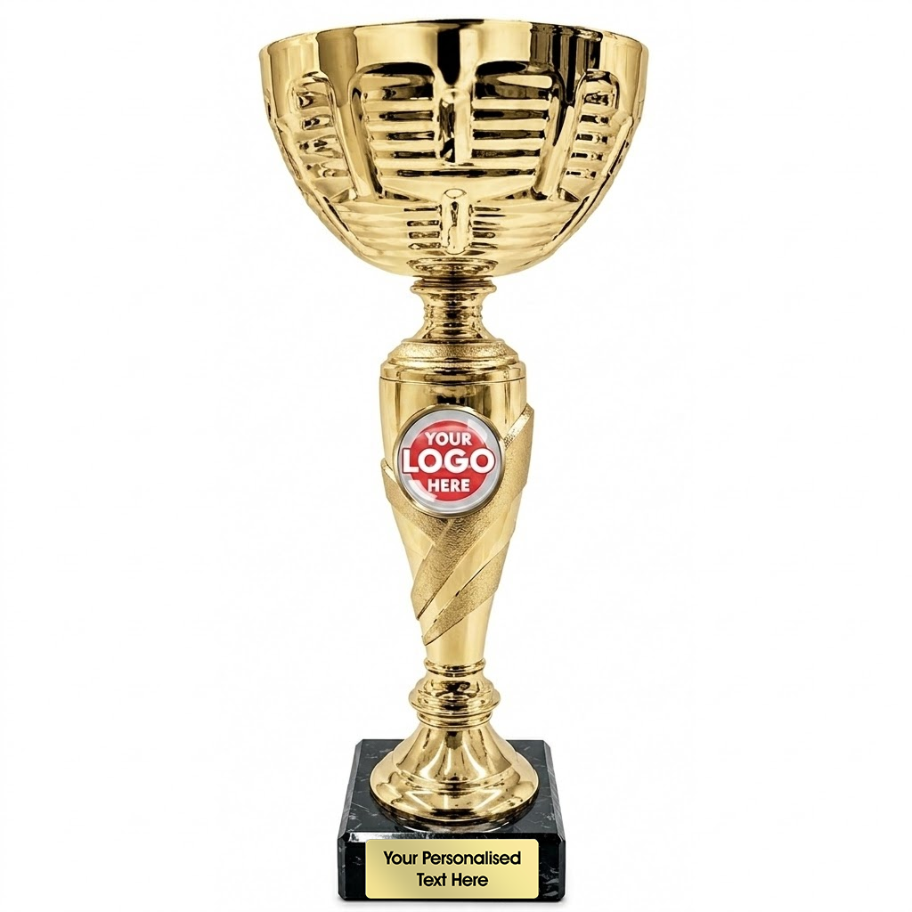 Gold Cup Trophy with Patterned Bowl