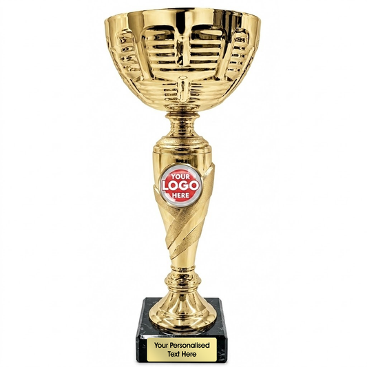 Gold Cup Trophy with Patterned Bowl