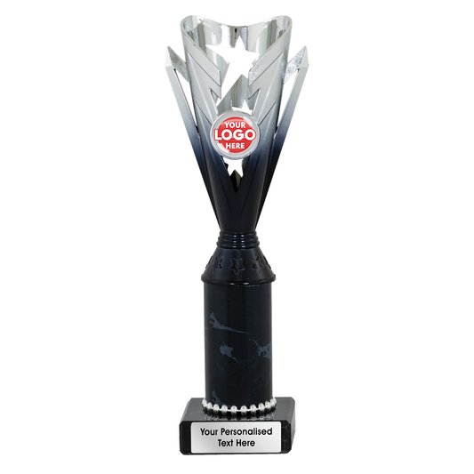 Two Tone Silver & Black Star Tube Trophy (2382A/B/C/D)