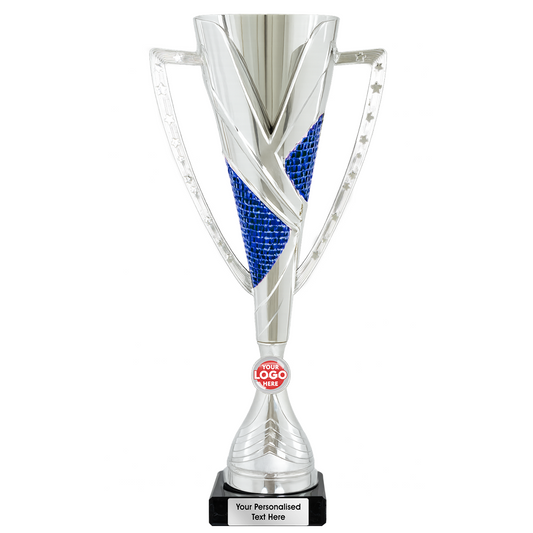 Silver & Blue Cone Trophy with Star Handles (2416A/B/C/D)
