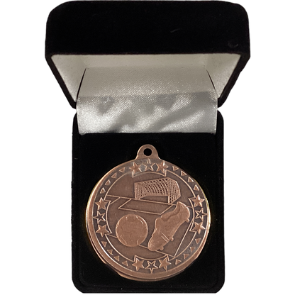 Football Medal in Black Velvet Presentation Box