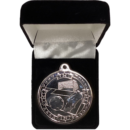 Football Medal in Black Velvet Presentation Box