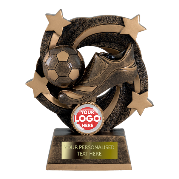 Boot & Ball Trophy Award with Star Design in Bronze (RFTY1350/55/60AGG)