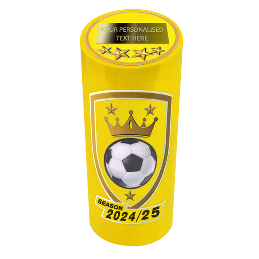 Yellow Football Cylindrical Multicolour Trophy 4000G