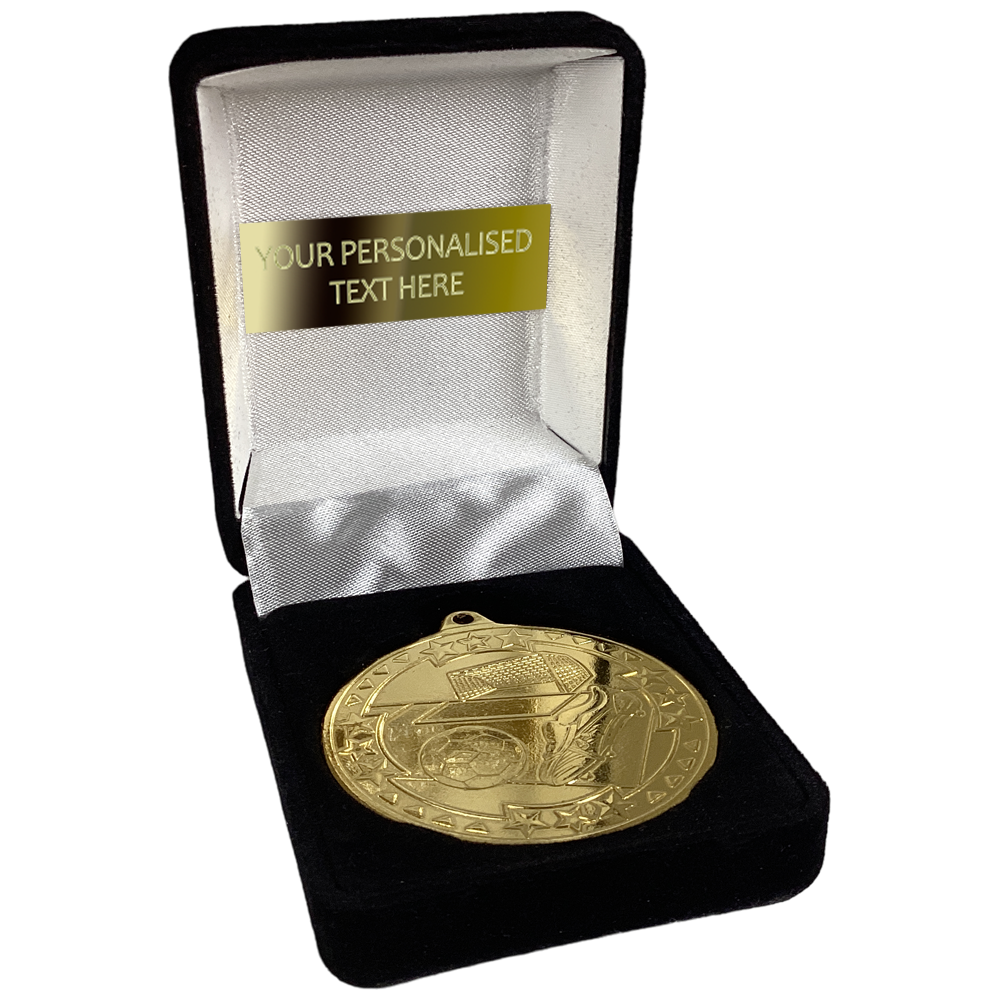 Football Medal in Black Velvet Presentation Box