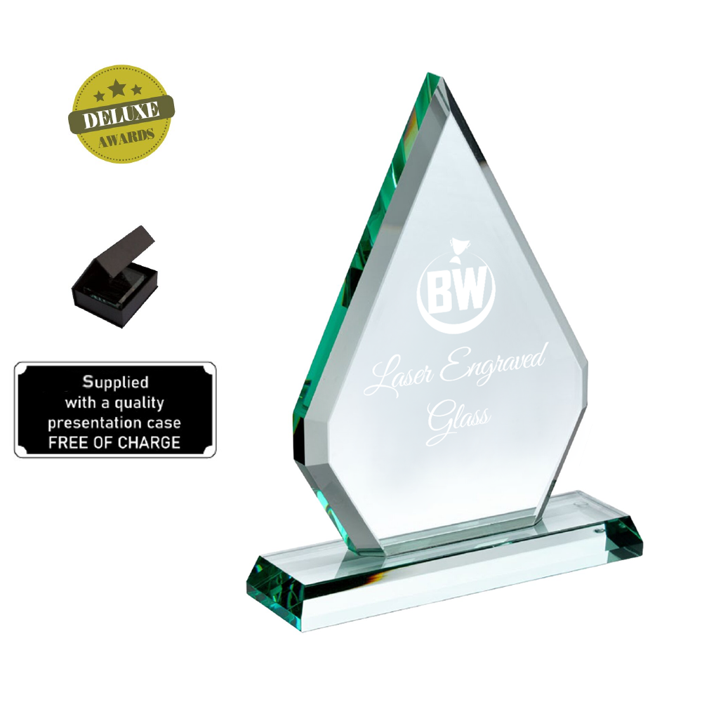 Premium Quality Lasered Triangle Shaped Glass Award (JP03A/B/C) BW Trophies