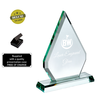 Premium Quality Lasered Triangle Shaped Glass Award (JP03A/B/C) BW Trophies
