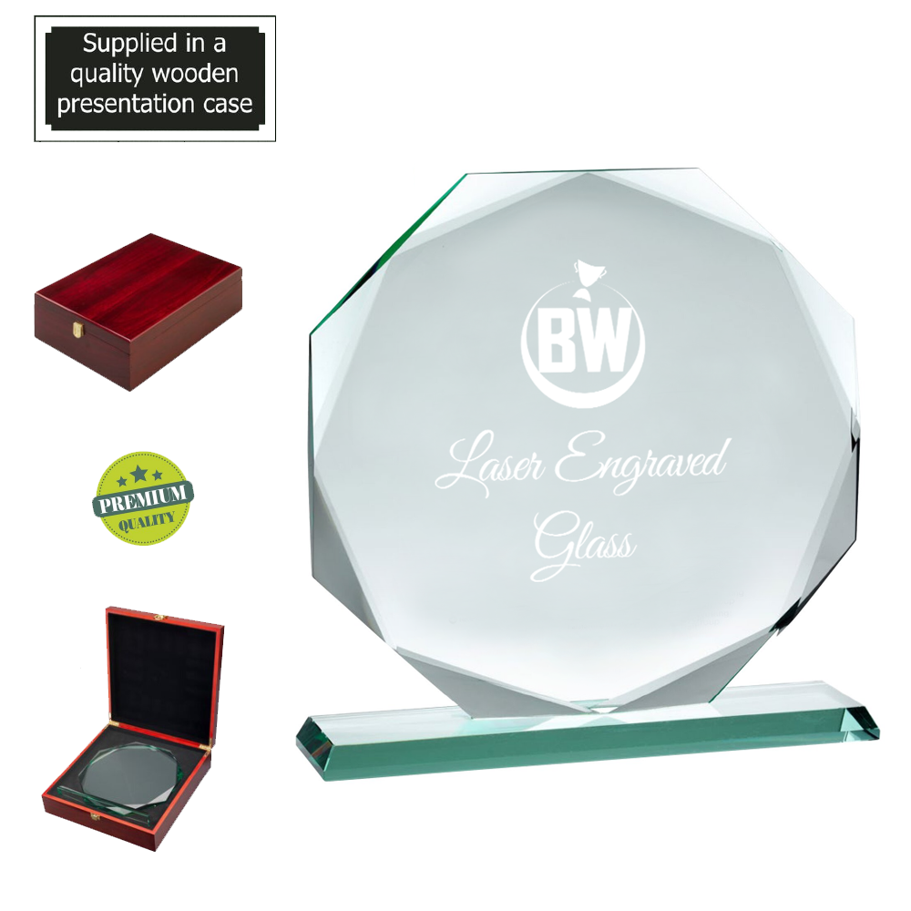 Premium Quality Lasered Glass in Octagonal Shape (JP04A/B)